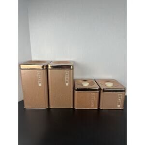 Vintage Copper Lincoln Beautyware Canisters Flour Sugar Coffee Tea Set